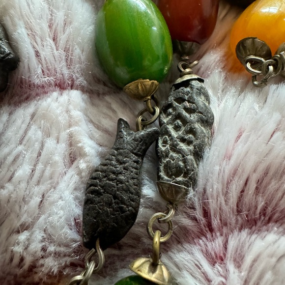 RARE Vintage multi colors Honey Butterscotch Amber Bakelite Wood Necklace - Picture 8 of 11